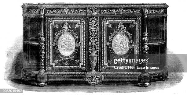 The International Exhibition: Jackson and Graham's cabinet, 1862. 'The cabinet which we engrave is a work to which we called attention in our article...