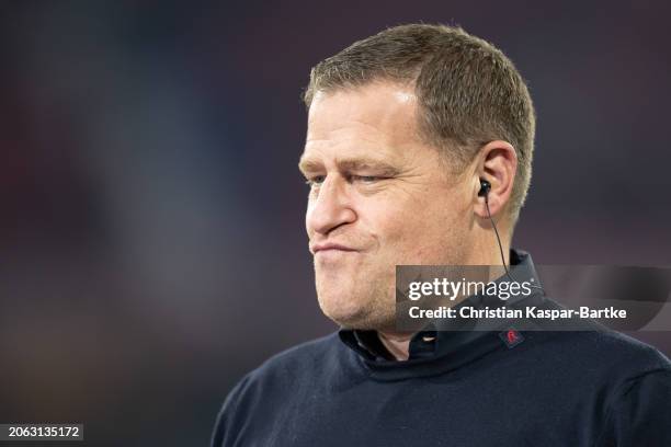 Max Eberl, Director Sport of FC Bayern München looks on prior to the UEFA Champions League 2023/24 round of 16 second leg match between FC Bayern...