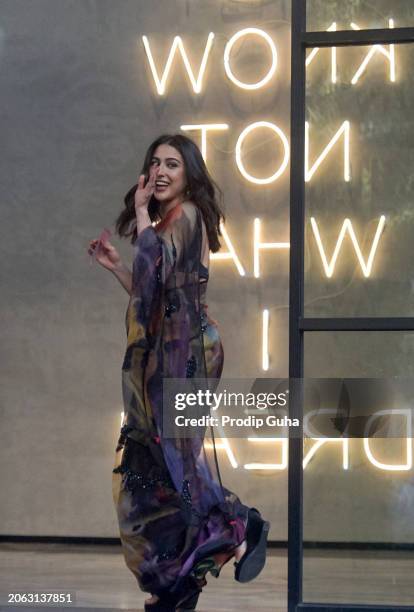 Sara Ali Khan attends the 'Ae Watan Mere Watan' amazone prime film photocall on March 06, 2024 in Mumbai, India.