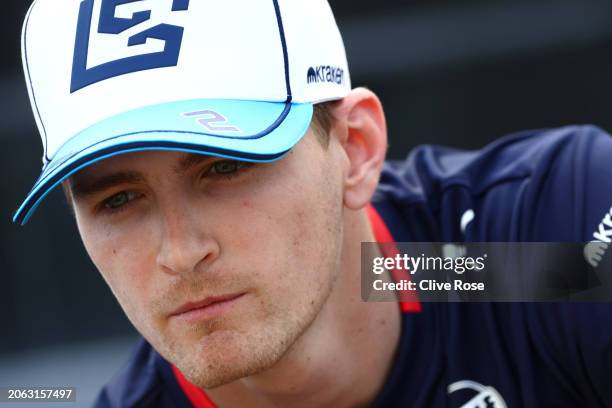 Logan Sargeant of United States and Williams looks on in the Paddock during previews ahead of the F1 Grand Prix of Saudi Arabia at Jeddah Corniche...