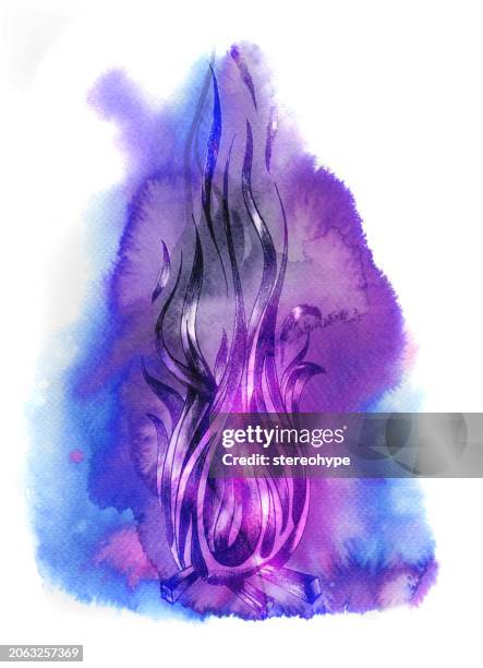purple flames - curled up reading book stock illustrations
