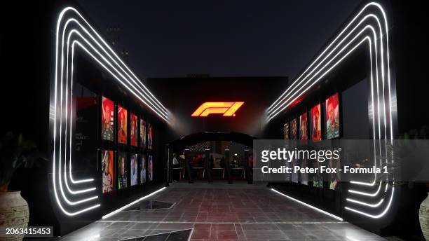 General view of the paddock entrance during previews ahead of the F1 Grand Prix of Saudi Arabia at Jeddah Corniche Circuit on March 06, 2024 in...