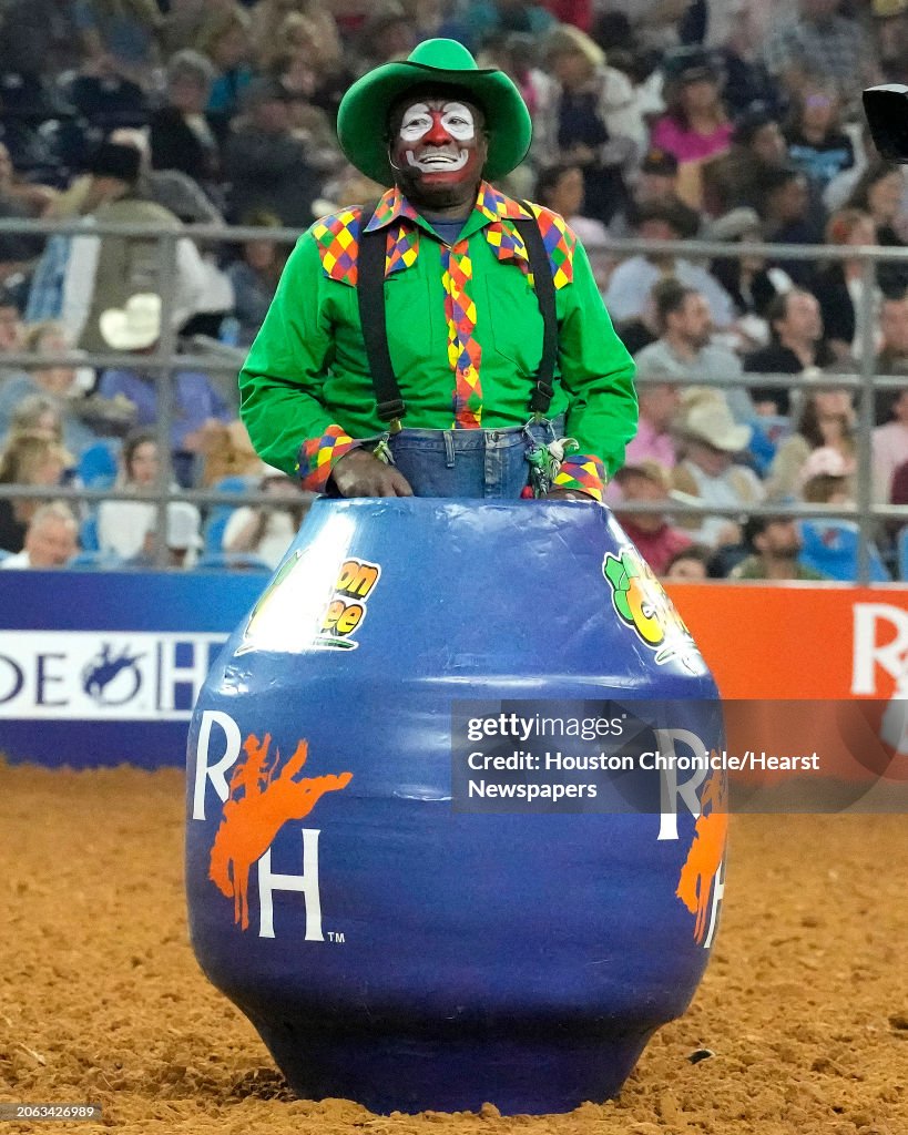 Leon Manchester Bull Rider Rodeo Iconic rodeo clown and barrel man Leon Coffee during the Bull Riding ...