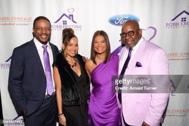 Geoff Gil, Keshan Gil, Alicia Etheredge-Brown and Bobby Brown attend Bobbi Kristina Serenity House 4th Annual Gala on March 04, 2024 in Los Angeles,...