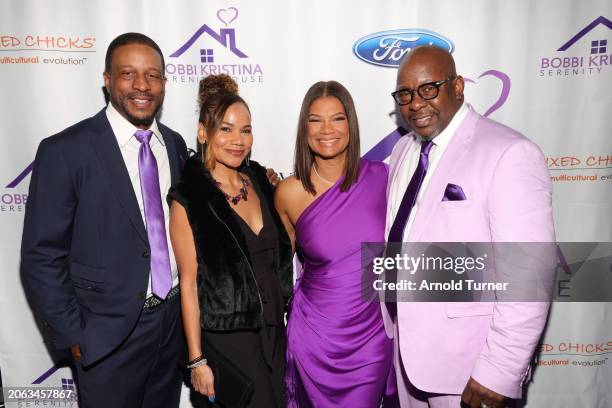 Geoff Gil, Keshan Gil, Alicia Etheredge-Brown and Bobby Brown attend Bobbi Kristina Serenity House 4th Annual Gala on March 04, 2024 in Los Angeles,...