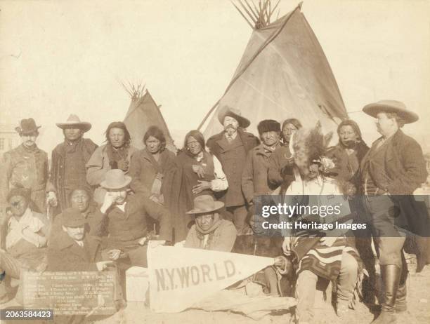 Indian chiefs and U.S. Officials. 1. Two Strike. 2. Crow Dog. 3. Short Bull. 4. High Hawk. 5. Two Lance. 6. Kicking Bear. 7. Good Voice. 8. Thunder...