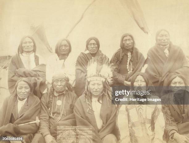 Indian chiefs who counciled with Gen Miles and setteled [sic] the Indian War -- 1 Standing Bull, 2 Bear Who Looks Back Running [Stands and Looks...