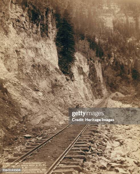 Grand Canyon Elk Canyon on Black Hills and Ft P RR, 1890. Section of train track next to the side of a mountain. Creator: John C. H. Grabill.