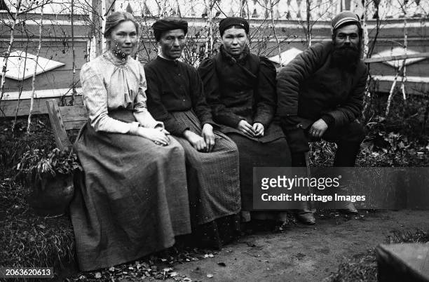Old Believer family, 1890. The album "Views of the Yakutsk Region" contains 151 photographs. Subjects include the Lena River shore; various forms of...