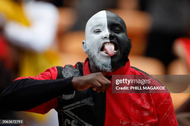 Orlando Pirates fan reacts during the Premier Soccer League South African Premier Division football match between Orlando Pirates and Kaizer Chiefs...