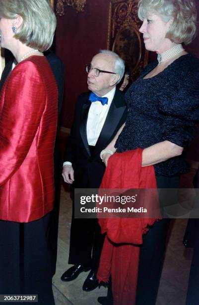 Arthur M. Schlesinger Jr. And Alexandra Schlesinger attend a Harvard AIDS Institute benefit at the Plaza Hotel in New York City on April 6, 1999.