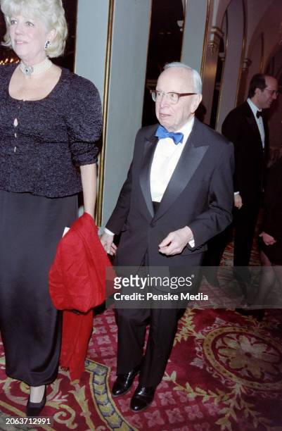 Alexandra Schlesinger and Arthur M. Schlesinger Jr. Attend a Harvard AIDS Institute benefit at the Plaza Hotel in New York City on April 6, 1999.
