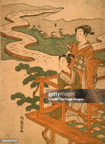 Couple Viewing Rice Planting, 18th century. Creator: Isoda Koryusai.