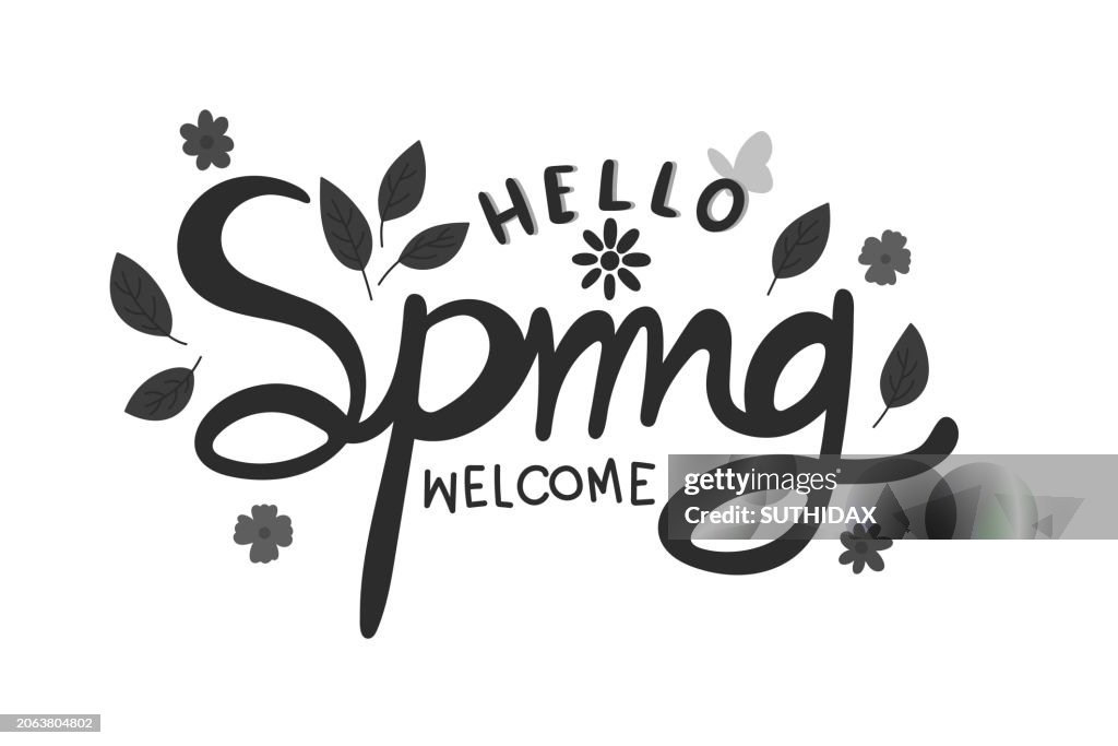 White and black theme illustration hello bright spring