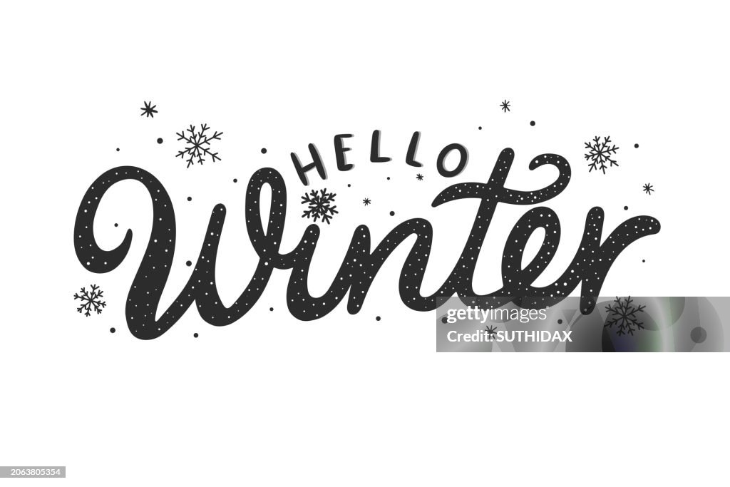 White and black theme illustration hello winter tuck