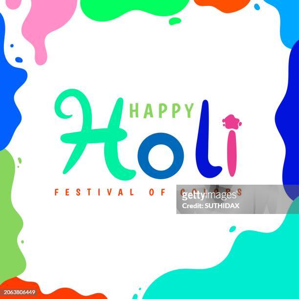 ilustrações, clipart, desenhos animados e ícones de colorido indiano holi festival celebração ilustração tipo dois - cor isolada