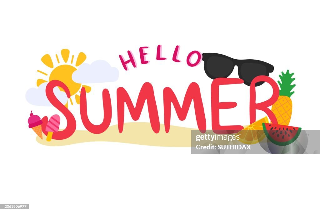 Colorful theme illustration hello hot summer