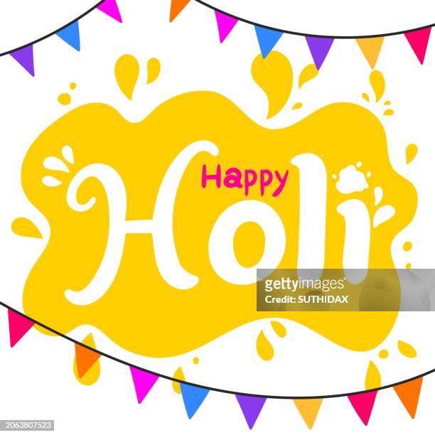 illustration celebrating indian holi festival with hanging paper decorations type two - isolated colour stock illustrations