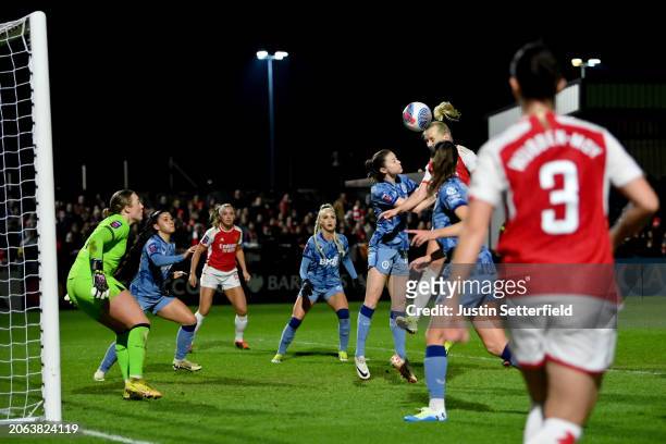 Stina Blackstenius of Arsenal scores her team's fourth goal to complete her hat-trick during the FA Women's Continental Tyres League Cup Semi Final...