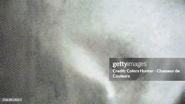 colored dots on a white background. macro photography of a poster printed in offset and wrinkled. sunlight. natural colors. paris, france. - calque photos et images de collection