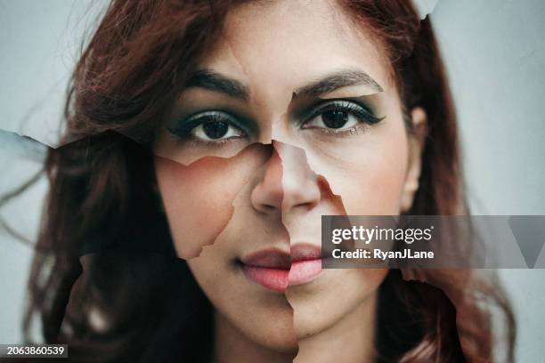 fragmented portrait of a woman's face - skin tone stock pictures, royalty-free photos & images