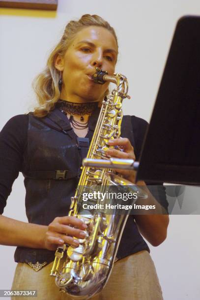 Aleksandra Topczewska, Gary Crosby Sextet, National Jazz Archive, Loughton, Essex, October 2023. Creator: Brian O'Connor.