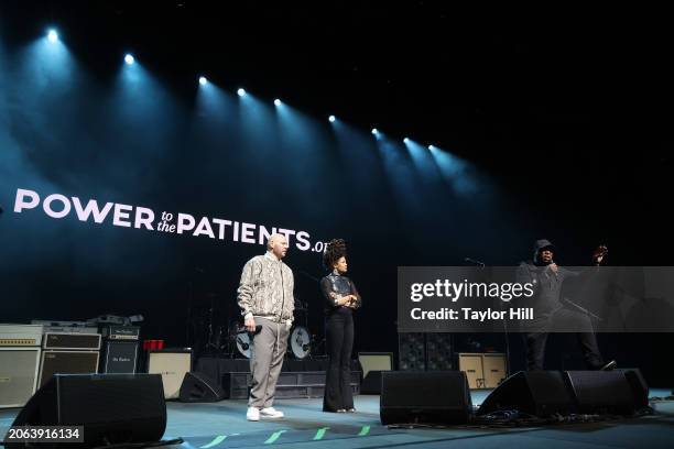 Fat Joe, Valerie June, and Chuck D speak at the Power to the Patients Foo Fighters concert advocating for healthcare price transparency at The Anthem...