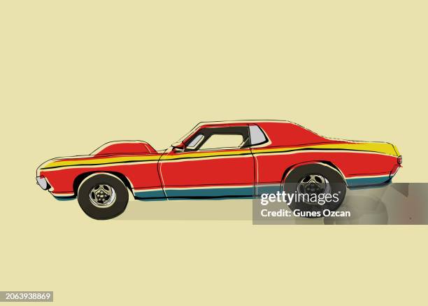 risograph style vintage car, old car sketch, car show, car icon, retro style, riso old-fashioned vehicle, effects - old car side view stock illustrations