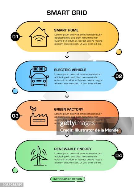 smart grid infographic design with editable icons - smart grid stock illustrations
