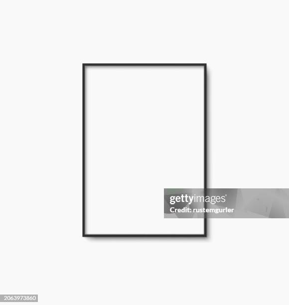 ilustrações de stock, clip art, desenhos animados e ícones de empty vertical black photo frame template on white background - magro