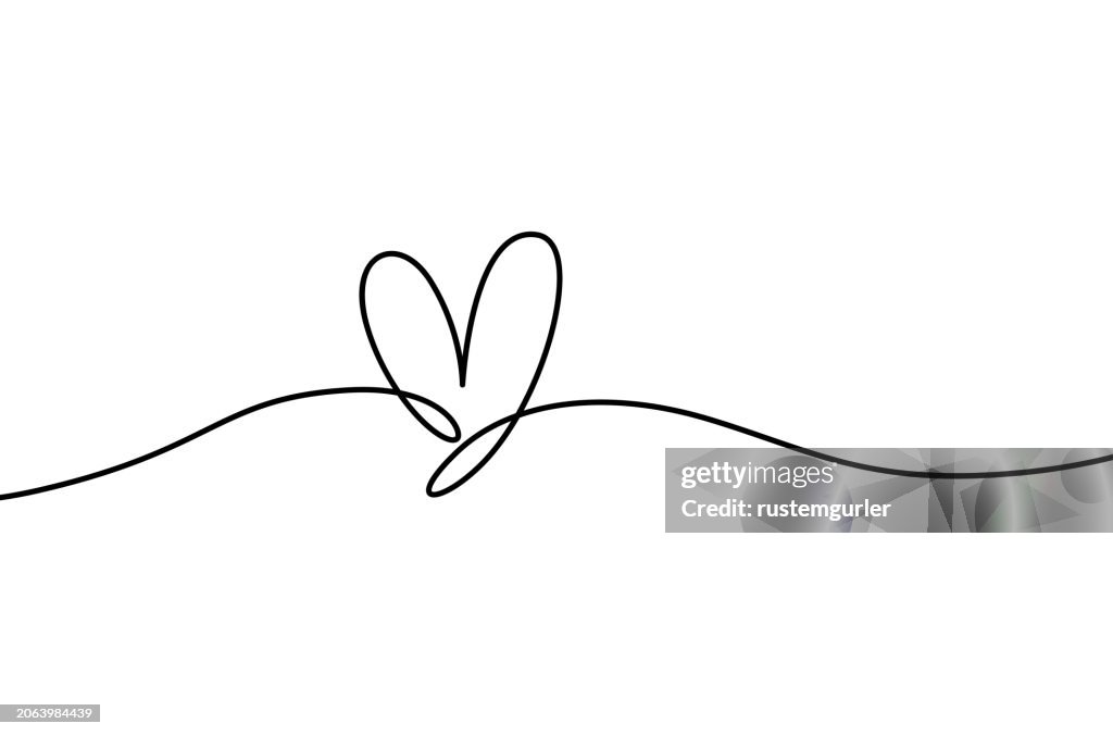 Contour en forme de cœur, icône de ligne continue.