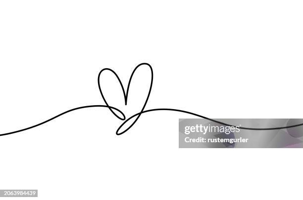 stockillustraties, clipart, cartoons en iconen met heart shape outline, continuous line icon. - ononderbroken lijntekening