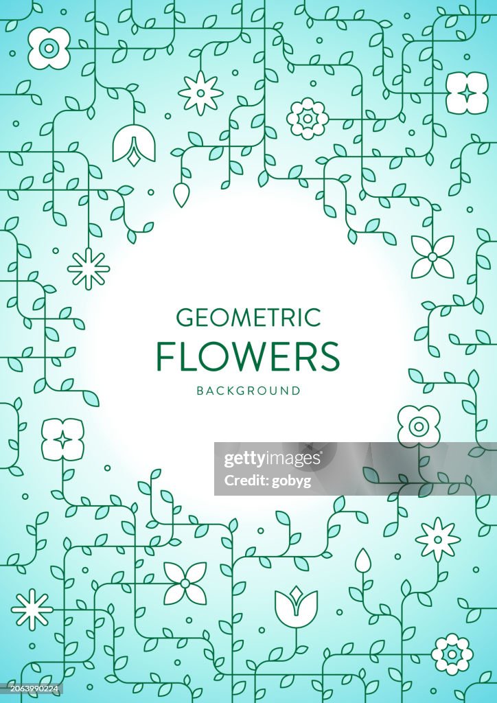 Geometric Spring Fowers Abstract Geometric Flower Spring Poster Template Background High-Res ...