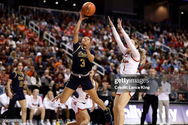 Hannah Hidalgo of the Notre Dame Fighting Irish puts up a shot against the Virginia Tech Hokies during the first half of the game in the Semifinals...