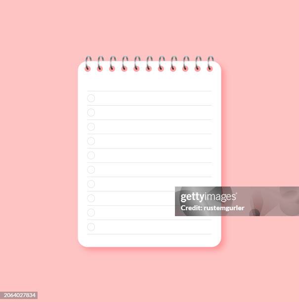 illustrations, cliparts, dessins animés et icônes de modèle de bloc-notes de liste de tâches - liste