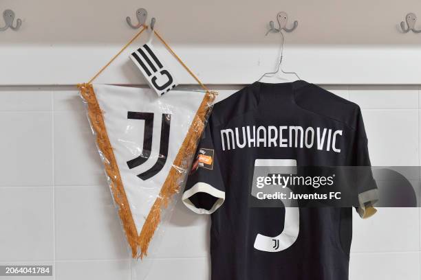 The locker room of Juventus Next Gen before the Serie C match between Juventus Next Gen and Olbia on March 06, 2024 in Olbia, Italy.