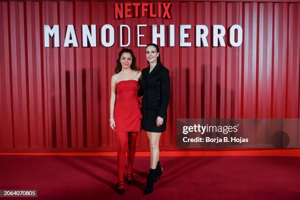 Rocío Casanova and Natalia de Molina attend the presentation of "Mano De Hierro" at Cines Phenomena on March 06, 2024 in Barcelona, Spain.