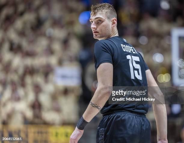 Carson Cooper of the Michigan State Spartans is seen during the game against the Purdue Boilermakers at Mackey Arena on March 2, 2024 in West...