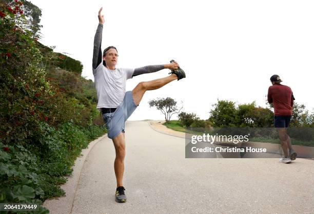 Local resident Brad Hoegl works out at Runyon Canyon on February 29, 2024. The Los Angeles City Council established new parking restrictions for...