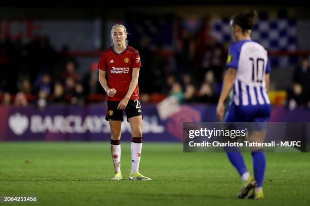 Millie Turner of Manchester United in action during the Adobe Women's FA Cup Quarter Final match between Brighton & Hove Albion and Manchester United...