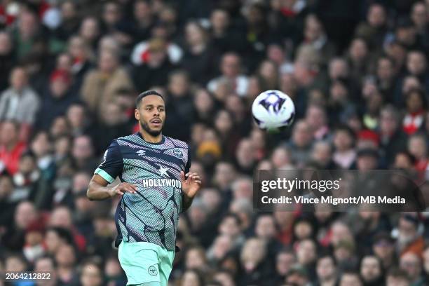 Mathias Zanka Jørgensen of Brentford in action during the Premier League match between Arsenal FC and Brentford FC at Emirates Stadium on March 9,...