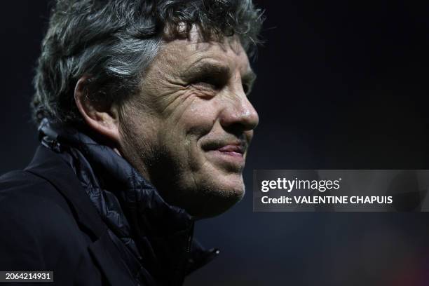 Stade Toulousain president Didier Lacroix looks on prior to the French Top14 rugby union match between USA Perpignan and Stade Toulousain at the...