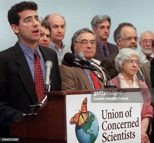 Tom Collina , director of the Union of Concerned Scientists Global Security Program, addresses reporters 02 May 2001 during a press conference on...