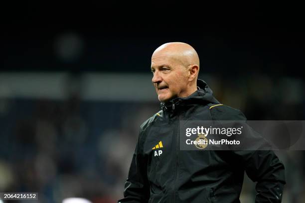 Antonio Pintus prior the warm-up before the UEFA Champions League 2023/24 round of 16 second leg match between Real Madrid CF and RB Leipzig at...