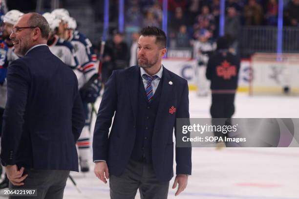 Yuri Klyuchnikov, goalkeeping coach of the SKA hockey club seen during the match the Kontinental Hockey League, Gagarin Cup, match 5, 1/8 finals...