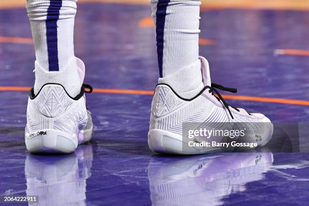 The sneakers worn by Bradley Beal of the Phoenix Suns during the game against the Boston Celtics on March 9, 2024 at Footprint Center in Phoenix,...