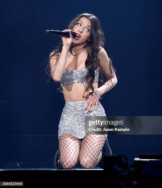 Olivia Rodrigo performs at Bridgestone Arena on March 09, 2024 in Nashville, Tennessee.