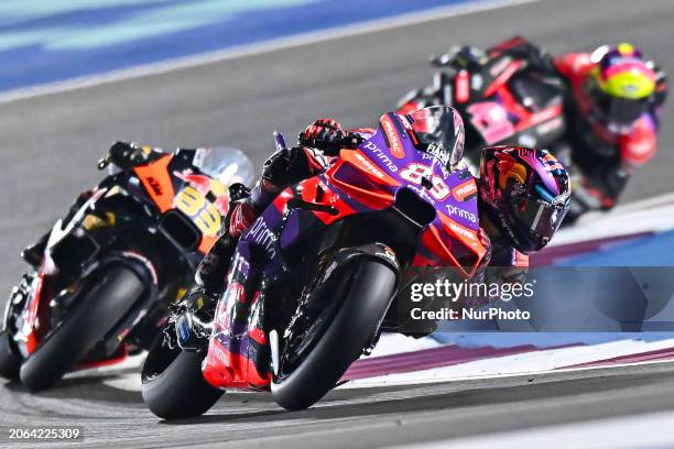 Spanish MotoGP rider Jorge Martin of Prima Pramac Racing is leading during the Tissot sprint race of the Qatar Airways Motorcycle Grand Prix of Qatar...