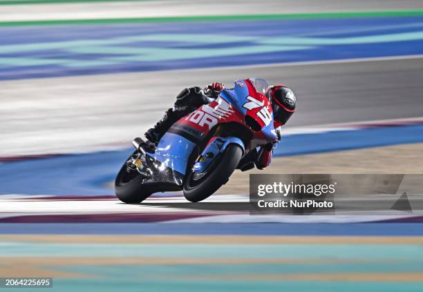 Spanish Moto2 rider Albert Arenas and QJMOTOR Gresini Moto2 are in action during the qualifying session of the Qatar Airways Motorcycle Grand Prix of...