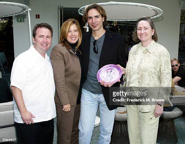 Troy Strak, Linda Small, Steve Vai and Dr. Elaine Kamil attend the Bloom Love Party at the Avalon Hotel on June 7, 2003 in Beverly Hills, California....